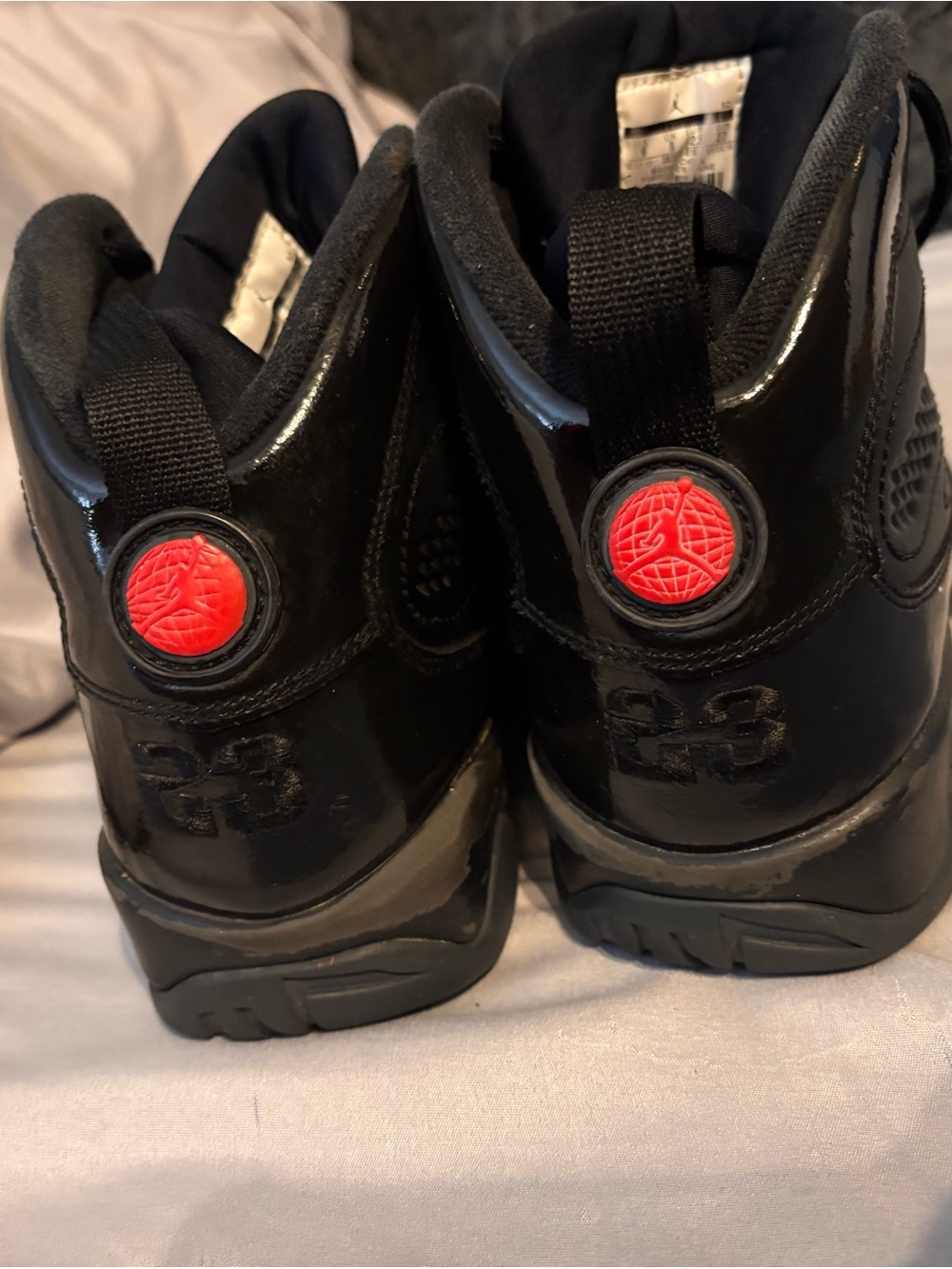 Jordan Black Retro High-Top Sneakers with Red Jumpman - Picture 3 of 13